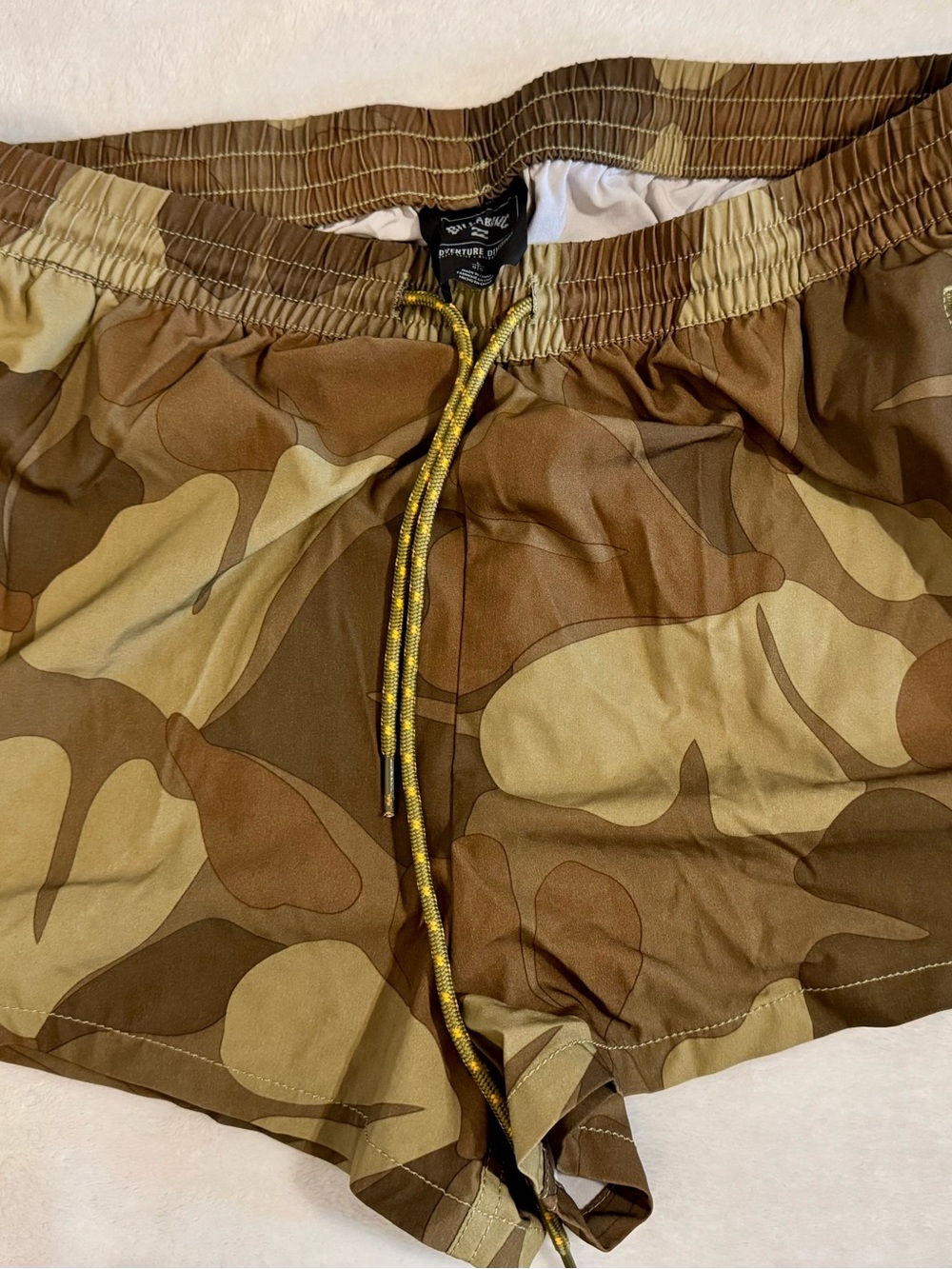 Billabong Women's Camouflage Athletic Shorts in Brown and Tan